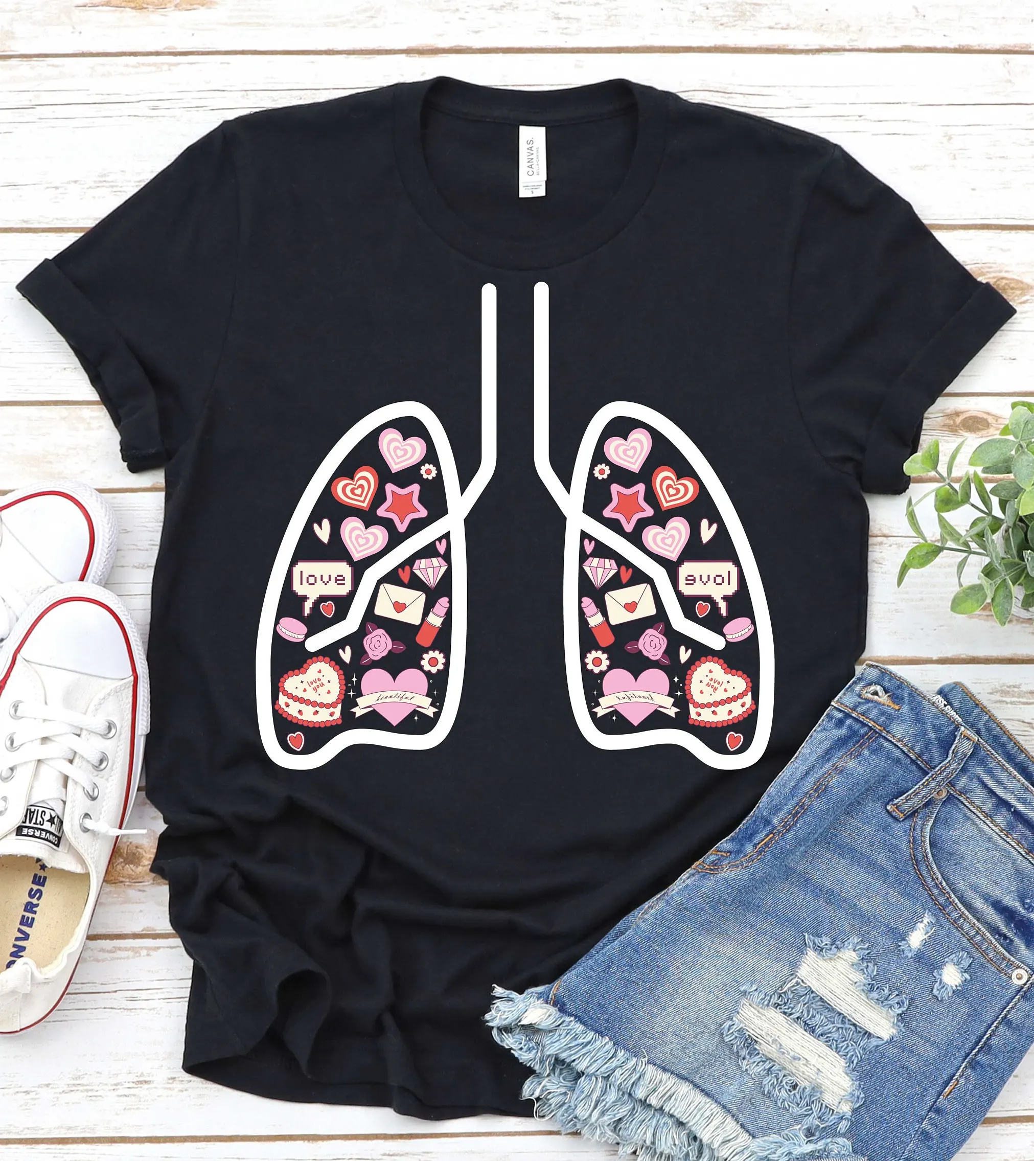 Respiratory Therapist Valentine'S Day T Shirt Pulmonologist Valentine Lung Rt Nurse