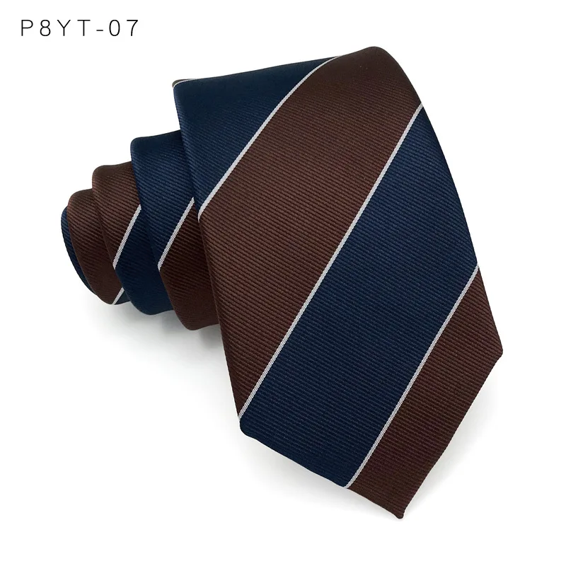 Luxury 8CM Mens Tie Necktie Stripes Striped Ties For Man Groom Groomsman Jacquard Woven Ascot Formal Business Party Accessories