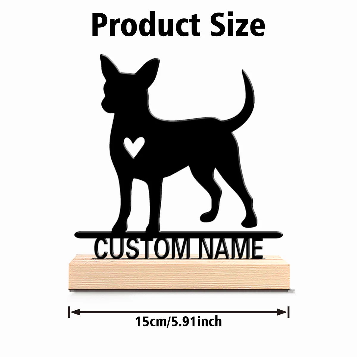 1pc Fun Personalized Custom Dog Metal Statues With Wooden Base Tabletop Decoration Pet Memorial Gift with Wooden Base, Uncharged