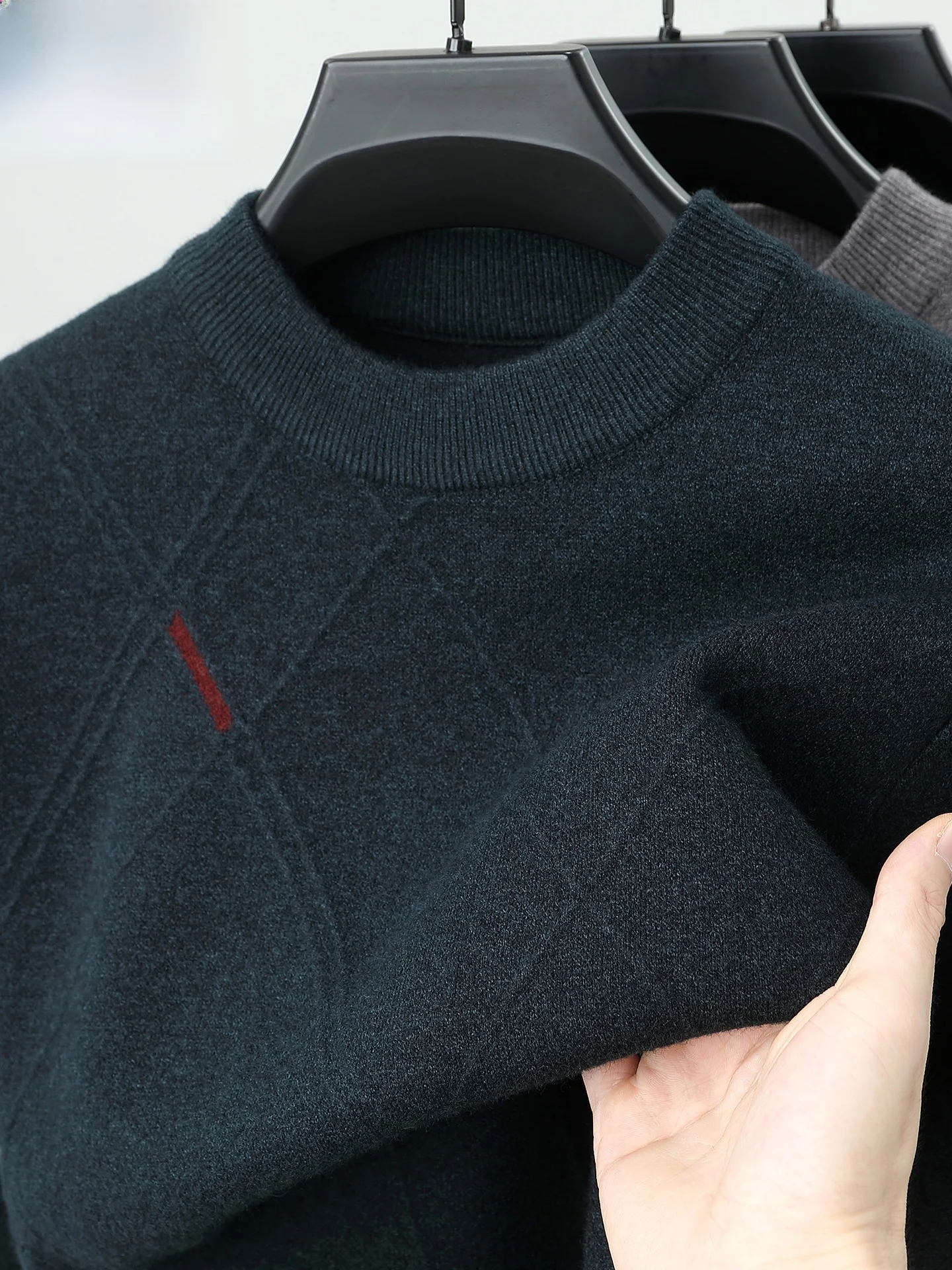 

Утепленный зимний вязаный свитер для мужчин, шерстяной, с высоким воротником, теплый базовый слой, модный городской стиль, топ с длинными рукавами