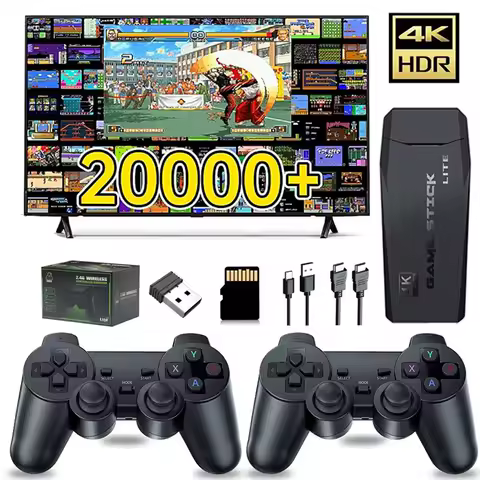 NEW M8 Game Stick Video Game Console Built-in 20000+ 64GB Two 2.4G Wireless Controller for PS1 GBA Children's Christmas Gift