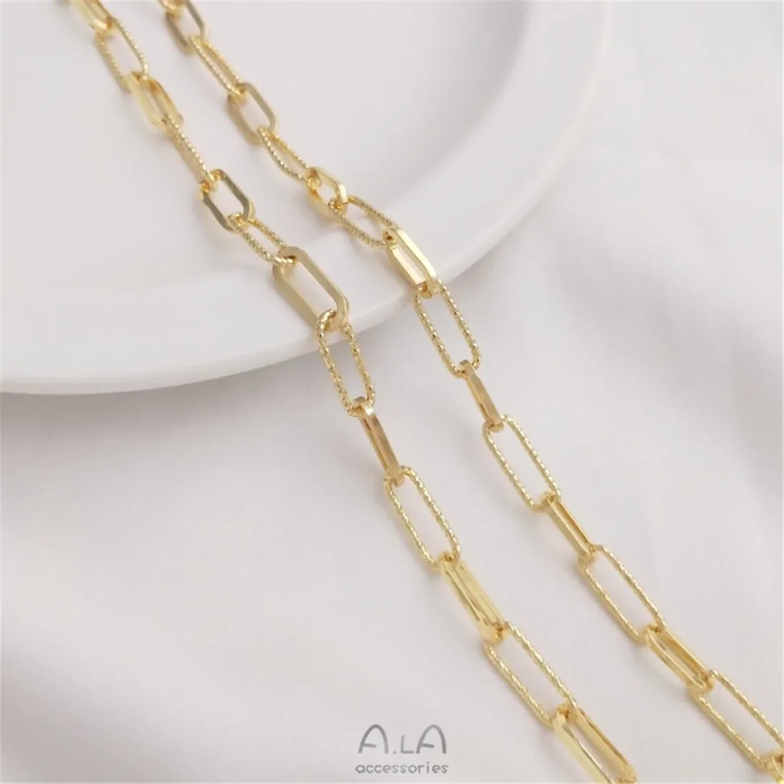 Korean Handmade Chain 14K Package Gold Batch Flower Rectangular Chain Round O Chain Diy Necklace Bracelet Jewelry Loose Chain