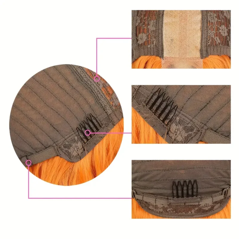 باروكة برتقالية طويلة مموجة، مصنوعة من ألياف صناعية مقاس 28 بوصة، مثالية للعب الأدوار والهالوين والحفلات والعطلات