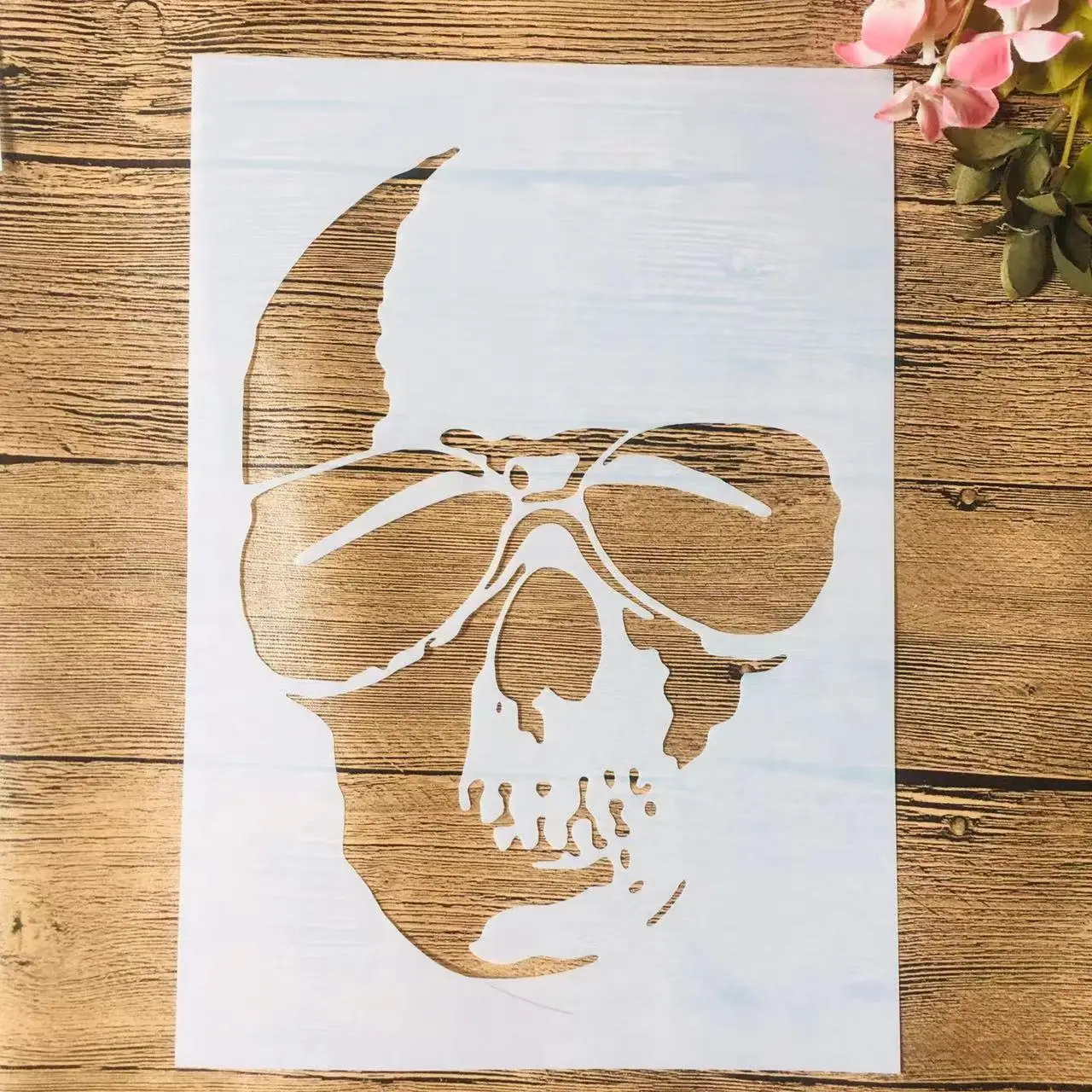 A4 29cm Sunglasses Cool Skull DIY Layering Stencils Wall Painting Scrapbook Coloring Embossing Album Decorative Template