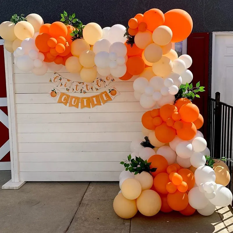 98pcs/Set Orange Balloon Garland Arch Kit Cute Summer Fruit Orange Banner Birthday Party Baby Shower Party Decoration