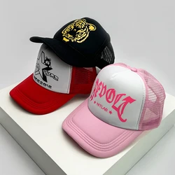 Neue Mode Männer Frauen gedruckt Brief Tiger Baseball mützen atmungsaktive Sonnenschirm vielseitige halbe Mesh Hüte Hip Hop Cartoon Trend ins