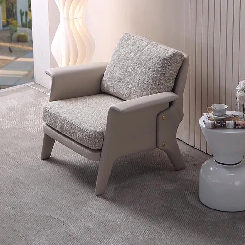 ！@Nordic Modern Design Single Sofa Chair Creative Wooden Lazy Leisure Lounge for Living Room Balcony B&B Hotel Use