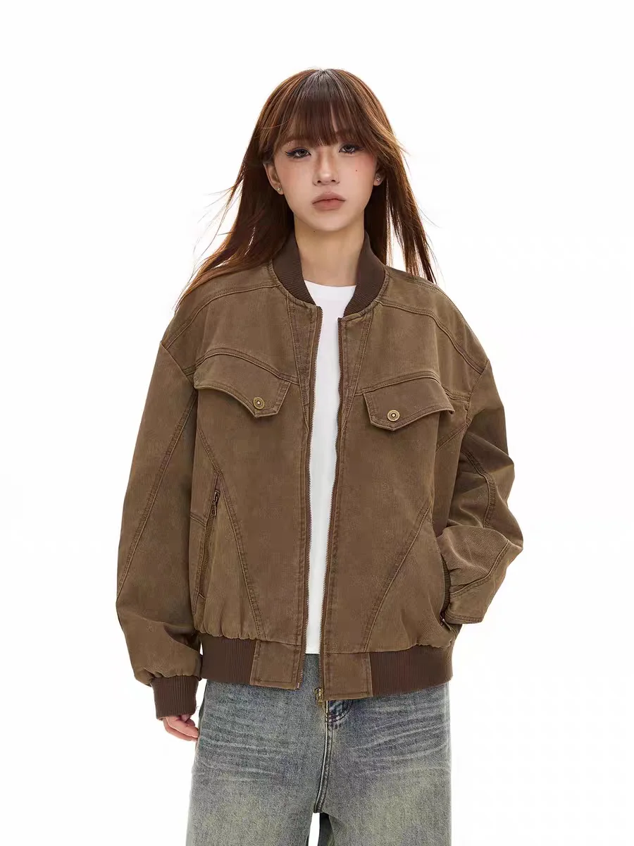 

Bomber Jackets Womens Jacket Fleece Autumn Jacquard Embellished Waist-Cinching Subcultures Unique Clubwear Embossed Evening Warm