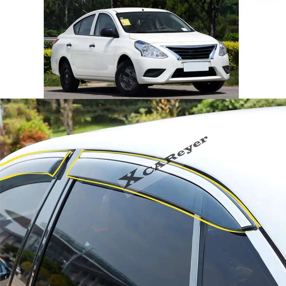 For NISSAN Sunny 2011-2015 2016-2019 Car Body Styling Sticker Plastic Window Glass Wind Visor Rain/Sun Guard Vent Parts