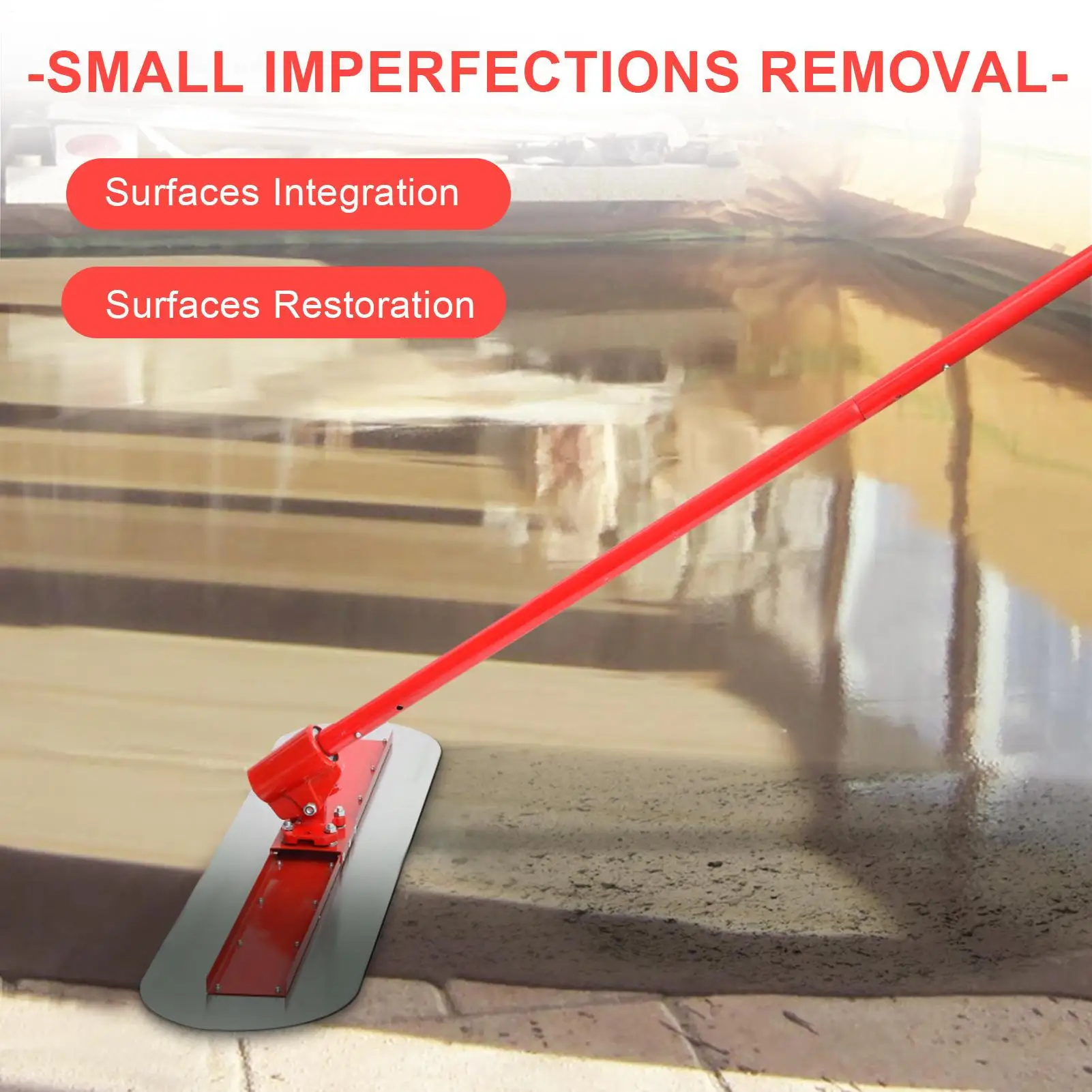 عوامة الخرسانة، مكنسة تشطيب الخرسانة شديدة التحمل، مجموعة تعويم الثور، أداة تنعيم سطح الأسمنت بمقبض طويل #3