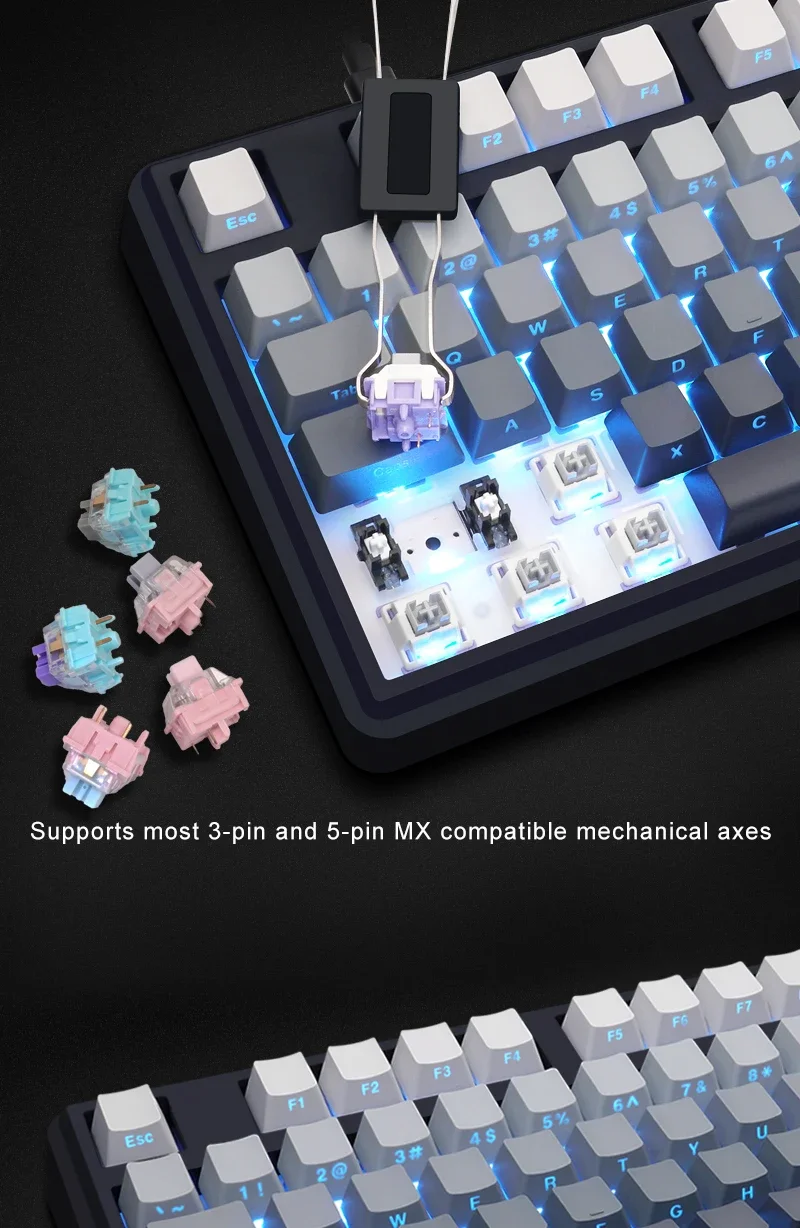 SKYLOONG GK104 Pro 3Mode Wireless gaming Mechanical Keyboard with 2.0 Screen 3 Knobs Hot-Swappable Side-Engraved PBT keycap RGB
