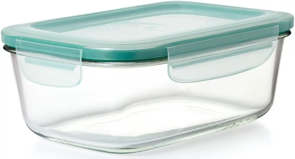 Airtight Glass Rectangle Container with 4 Locking Tabs for Leakproof Food Storage