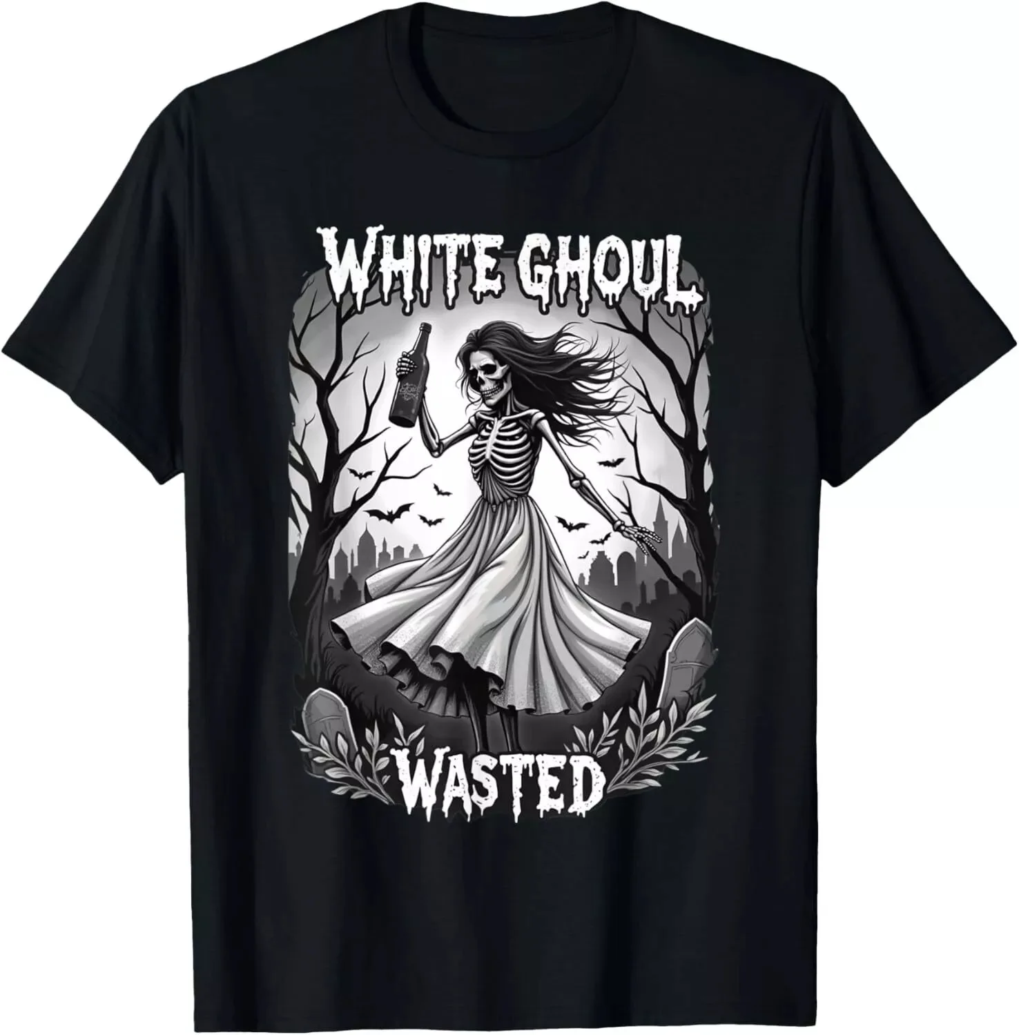 

White Ghoul Wasted Halloween Ghoul 2024 Skeleton Halloween T-Shirt