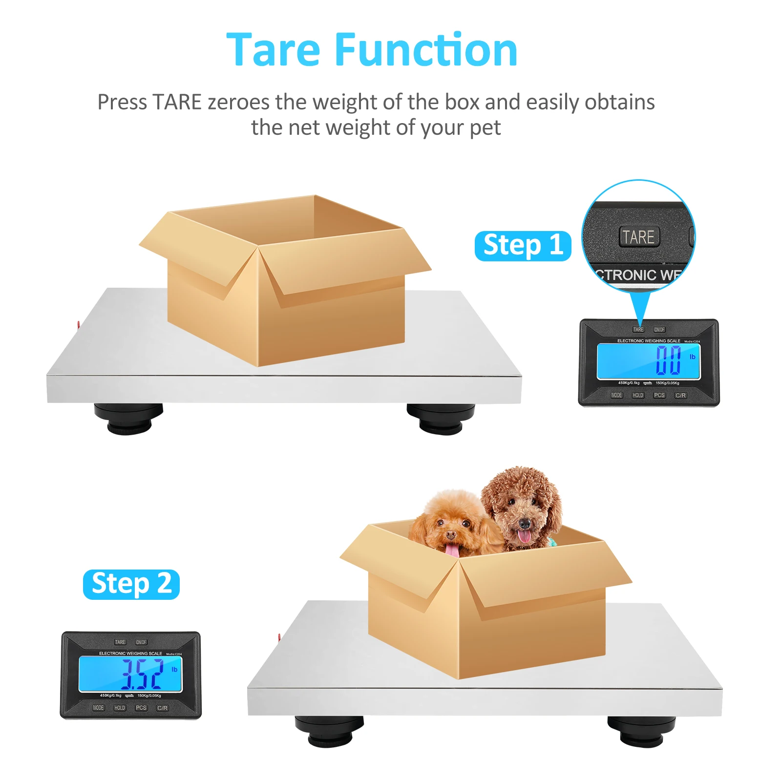 Heavy Duty Postal Scale 450kg Shipping Scale Stainless Steel Wireless Displays/Tare/3 Units Electronic Platform Digital Scale