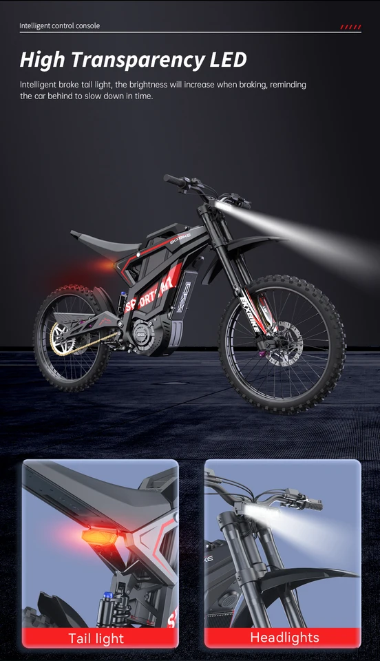 EKXBIKE M1 16800W Peak Electric Dirt Bike 72V/50Ah Electric Bike 85Miles Max Range 62Mph Max Speed Mountain Electric Motorcycle image 5