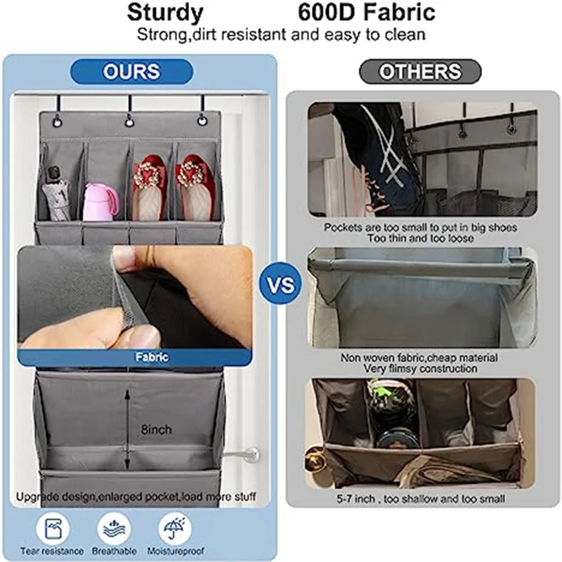 

AEE4-Over The Door Shoe Organizer, Shoe Rack With Extra Deep Pockets, Wall Shoe Storage For Closet And Narrow Door