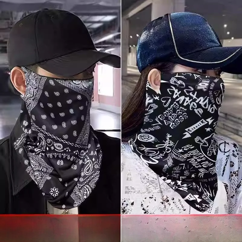 アイスシルク耳掛け式ネックプロテクション日焼け止めフェイスマスクユニセックスサマーサイクリングフェイスタオルフルフェイスネックカバースカーフ