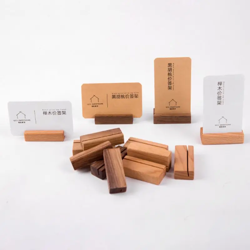 Soporte exhibición fotos con números madera, suministros para tarjetas visita nogal negro