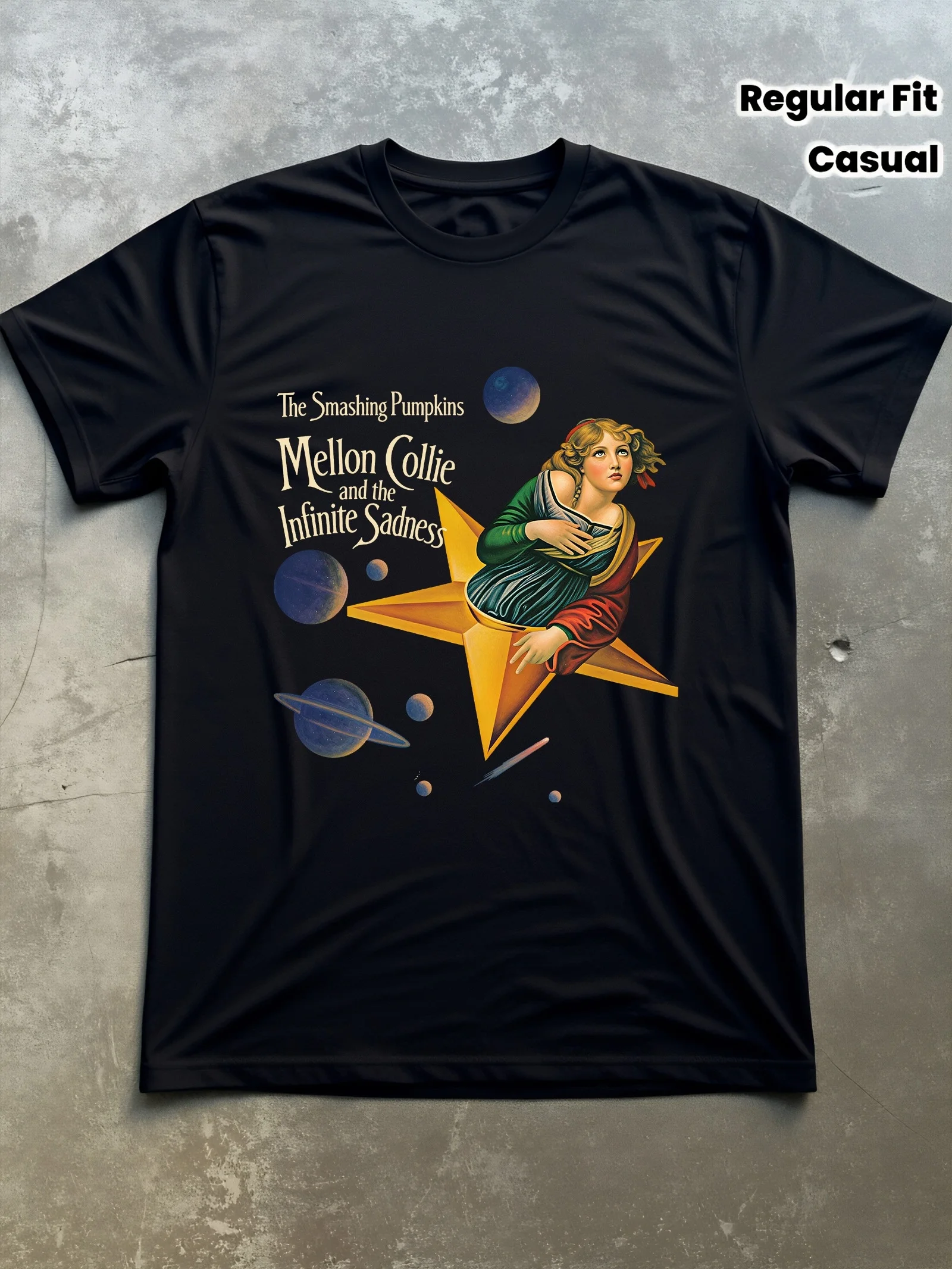Men's & Women's Black T-shirt The Smashing Pumpkins Mellon Collie and The Infinite Sadness Artwork Suitable for Street Style