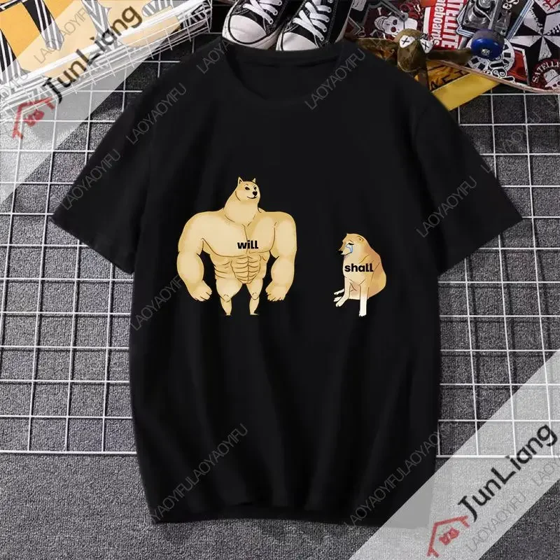 Lustiges Doge-Fan-T-Shirt, Cheems Herrenbekleidung, lässiges T-Shirt Sommer-Kurzarm-Harajuku-Shirt mit Rundhalsausschnitt
