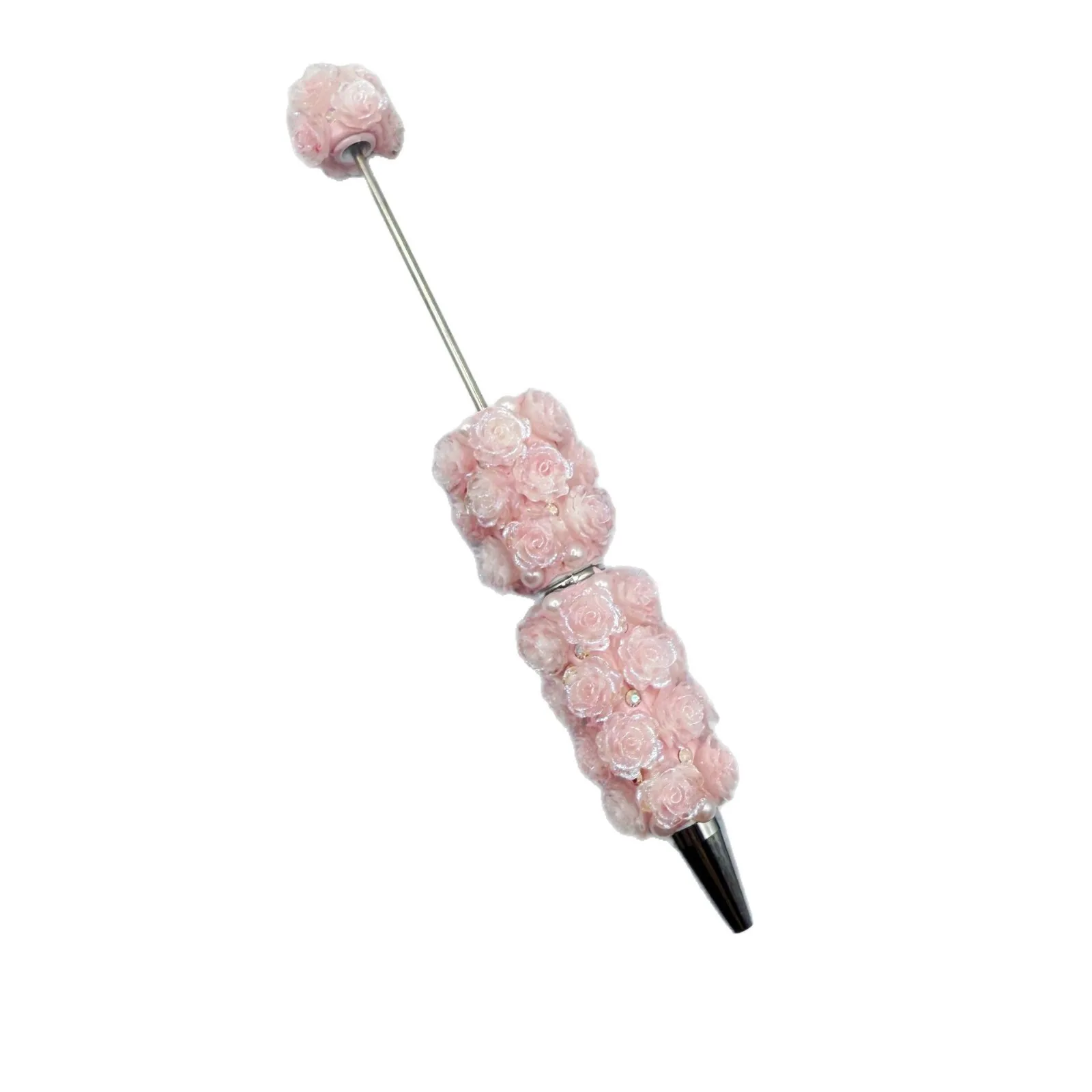 

20Pcs Rose Beaded Pen Handmade Custom Beadable Ballpoint Pen Ice Blue Themed Beaded Gift Pens Craft School Stationery