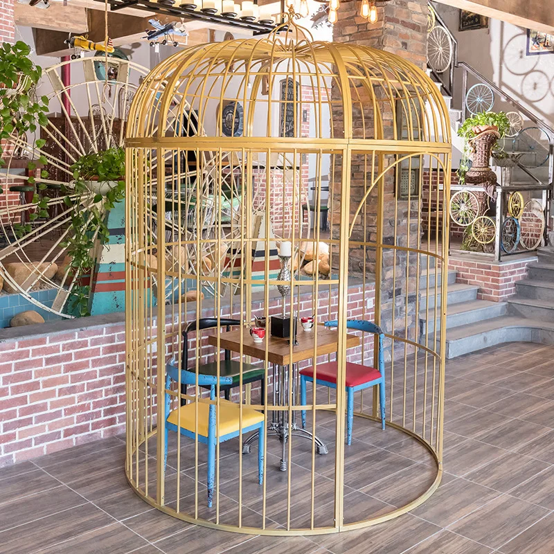 European-style wrought iron birdcage wedding decoration extra-large outdoor golden birdcage