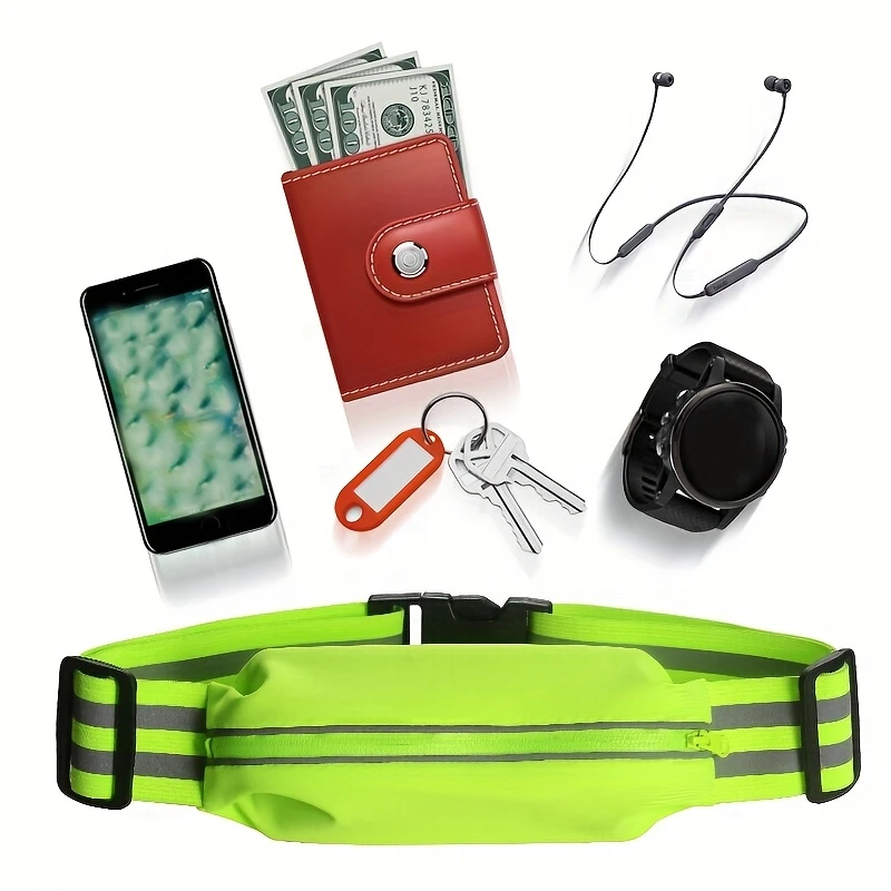 Sac de taille de course de sport, élastique et extensible, ceinture de cyclisme et de course confortable, sangles de bras et de jambe réglables, sac de rangement pour sports de plein air pour la course de nuit et le cyclisme