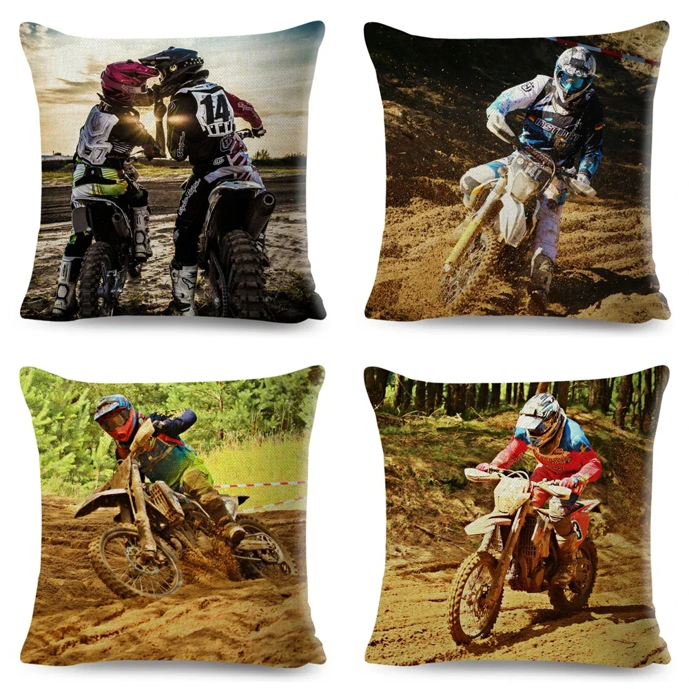 45x45 cm sport motorcycle cushion cover decorative motocross extreme mobile polyester pillowcase