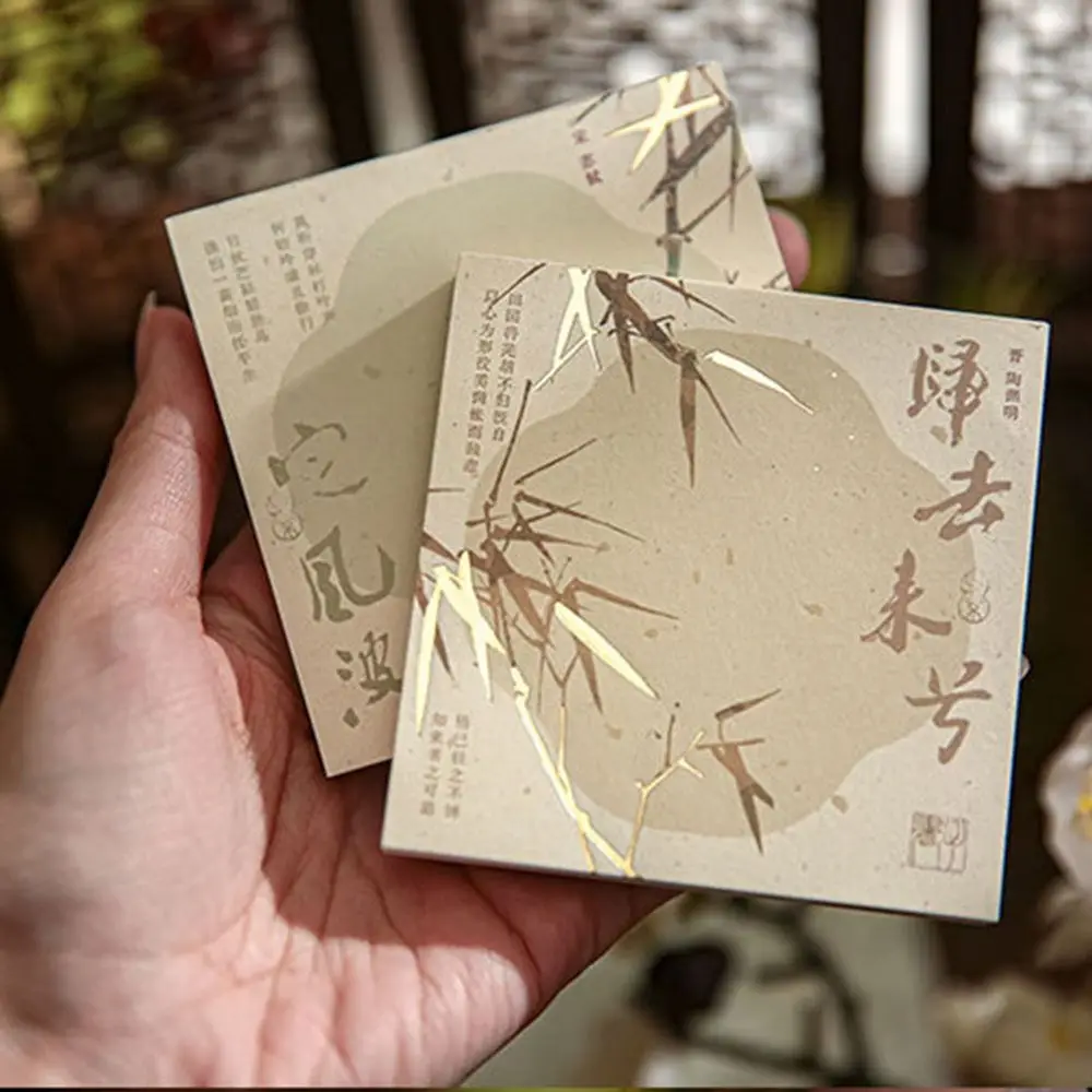 Write Smoothly Non-Sticky Notes Memo Diary Planner Scrapbooking Card Gold Stamping Sticker Thick Chinese Traditional Poetry