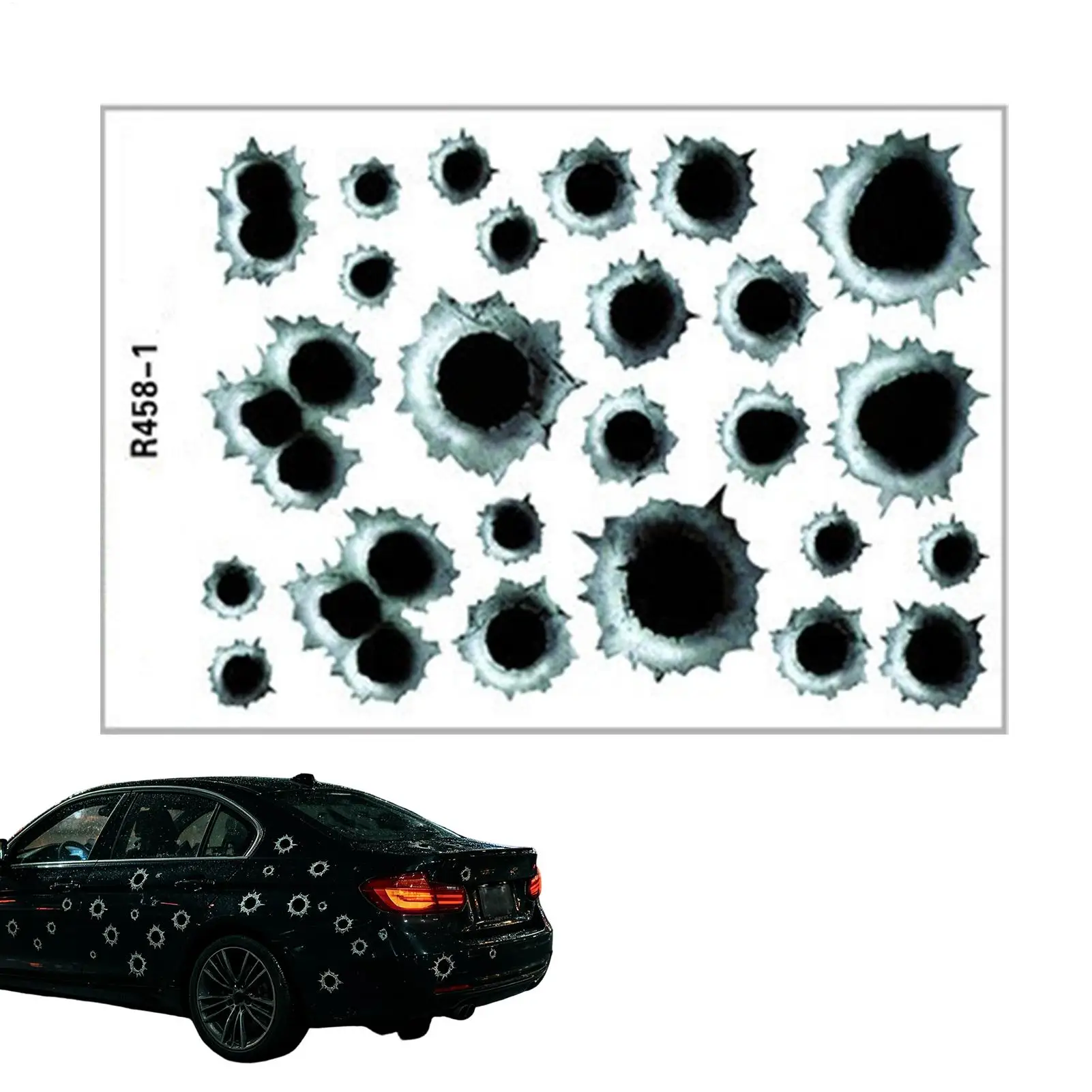 Personalized 3D Bullet Hole Car Stickers, Creative Bumper Body Side Decal Funny Scratch Fashion Car Stickers Attachment