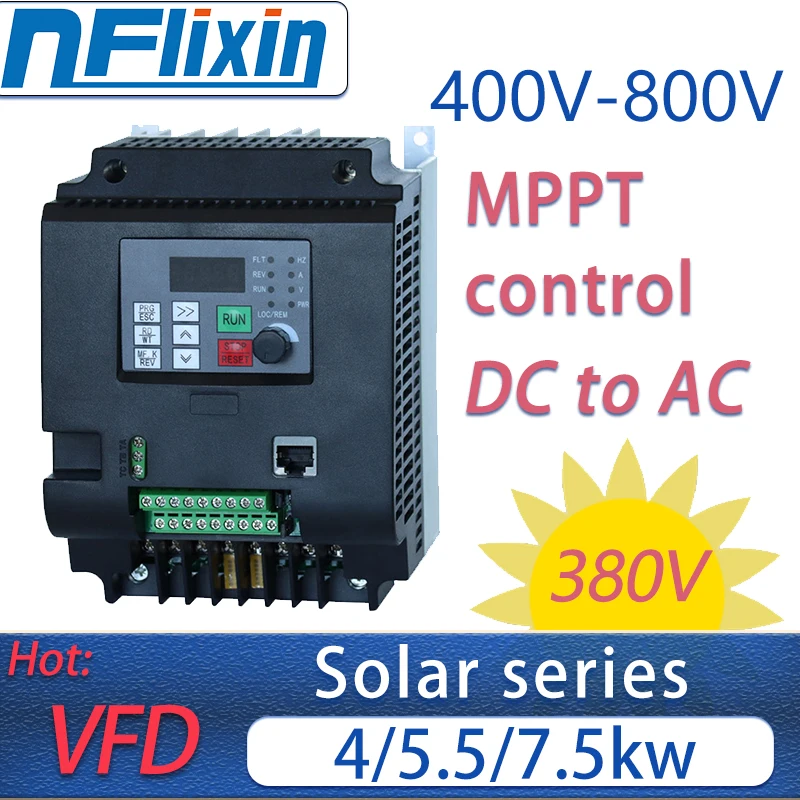 Solar VFD 4/5.5/7.5KW 220V 380V DC400V-800V Asynchronous Motor Speed Control Driver