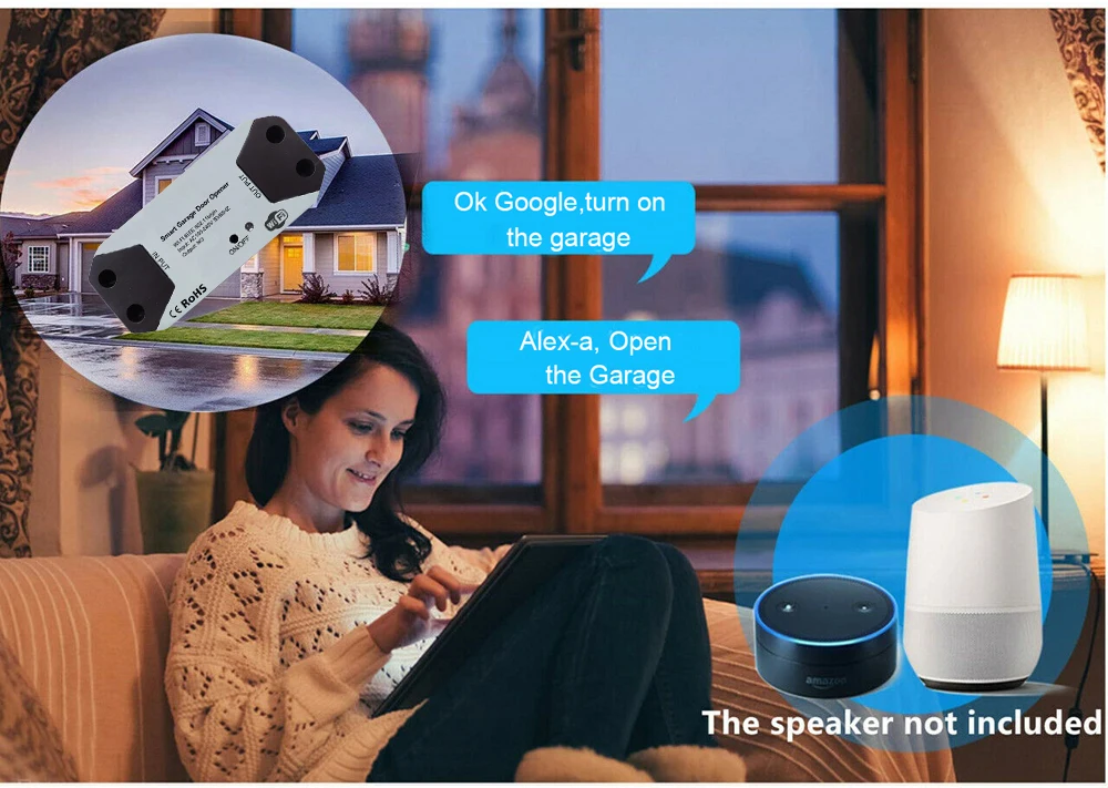 Tuya WiFi Garage Door Opener Smart Controller Remote Control Smart Life APP Works with Alexa Google Home No Hub Required