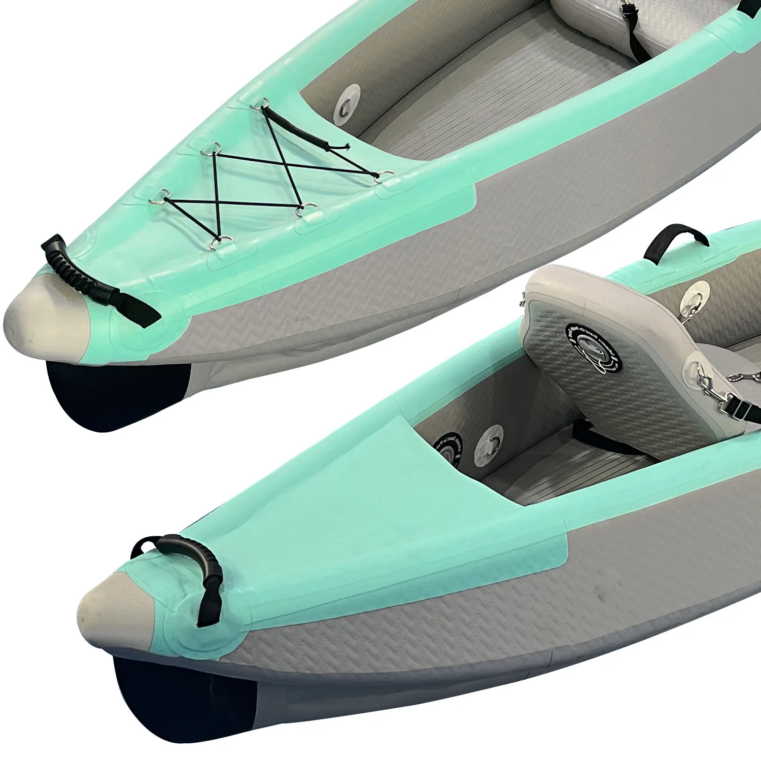Hochwertiges aufblasbares Kajak aus PVC-Rumpfmaterial mit 12 Fuß, geeignet zum Seefischen für 1 Person, mit 13 Zubehörteilen