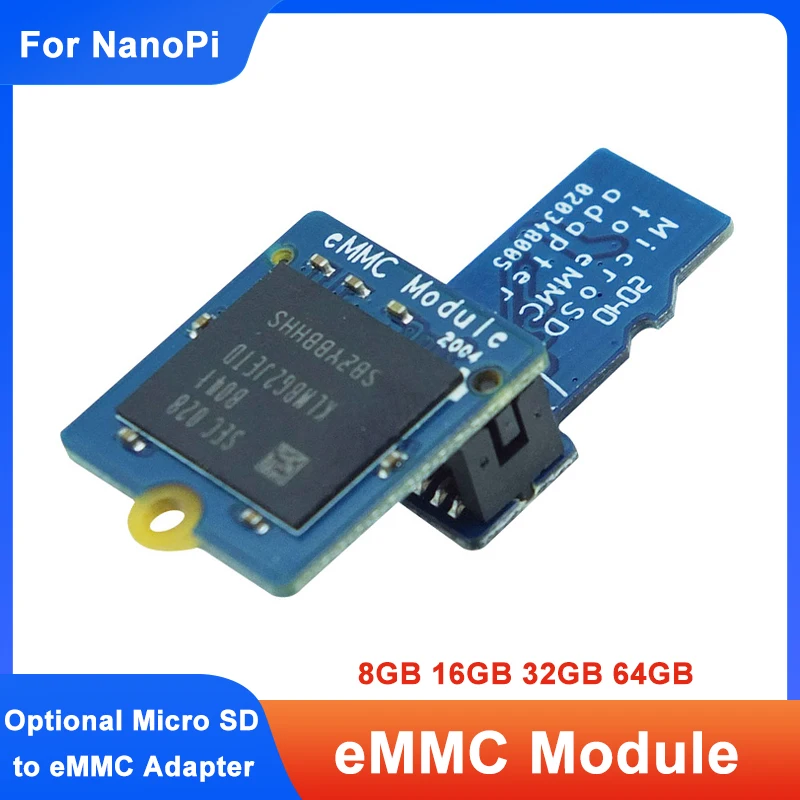 

Модуль EMMC 8 ГБ 16 ГБ 32 ГБ 64 ГБ с адаптером Micro SD-совместимого модуля eMMC T2 Встроенная мультимедиа-карта для Nano Pi