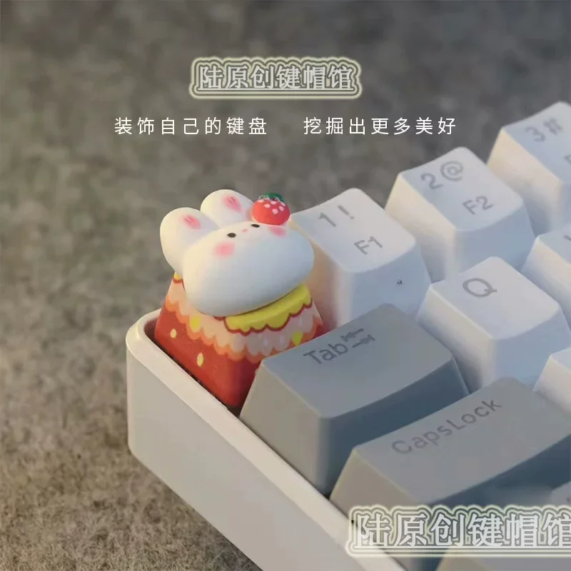 DIY creative sublimation PBT cartoon cute rabbit keycaps R4 ESC cross axis cherry Mx switch game console keyboard keycaps