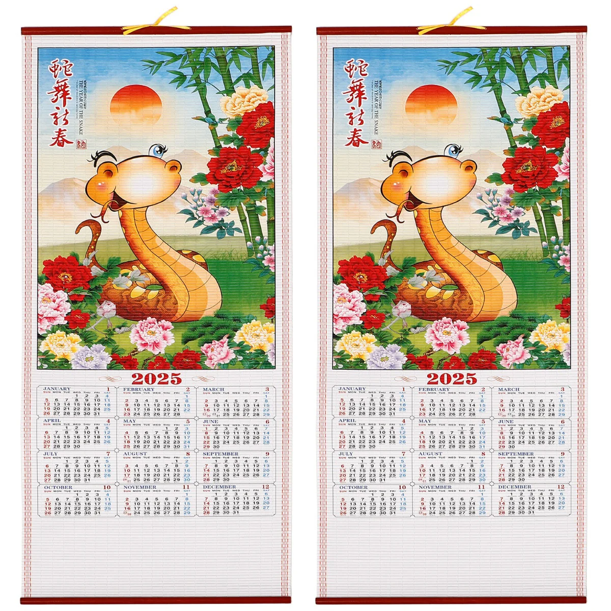 

2 Pack Imitation Rattan Calendar Wall Office 2025 Hanging Room Decor Traditional Paper Planner Monthly