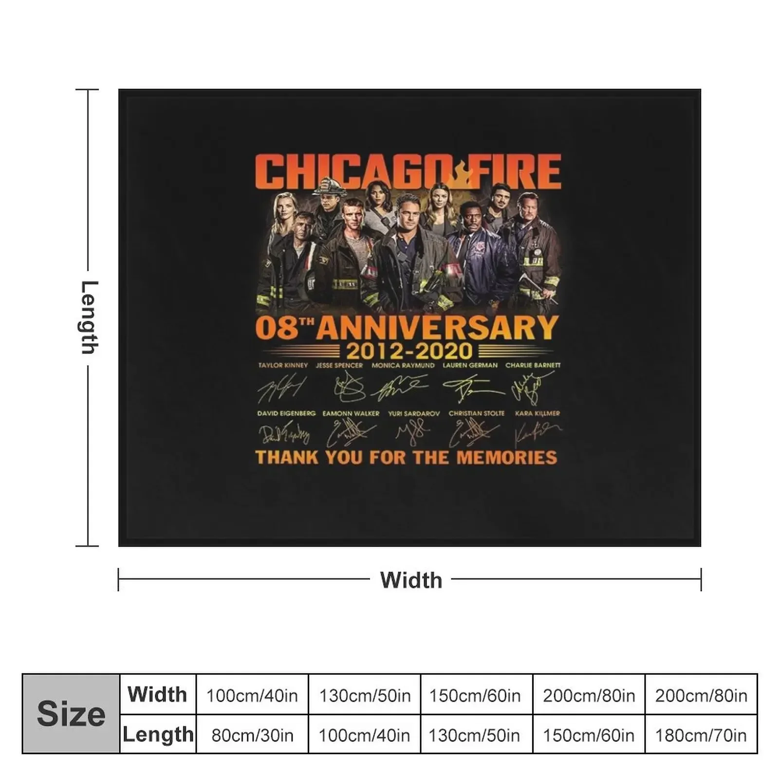 CHICAGO -FIRE 8TH ANNIVERSARY 2012 2020 THANK YOU FOR THE MEMORIES Throw Blanket heavy to sleep Loose Blankets