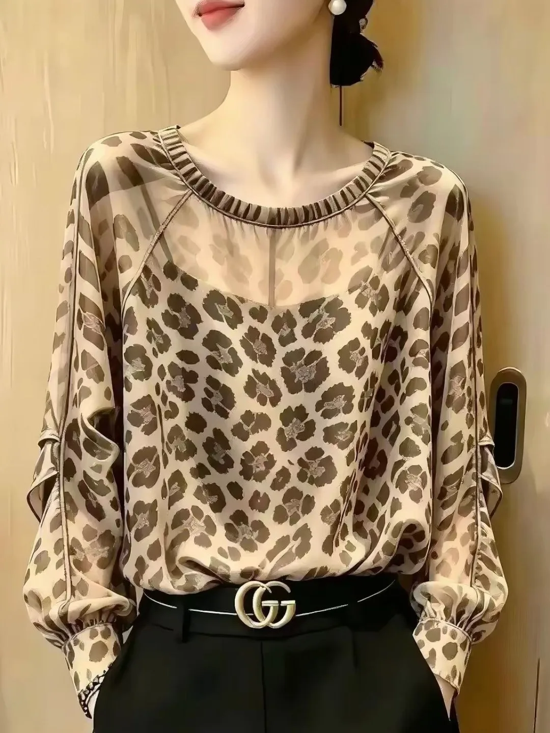 Korean Style Slimming Long Sleeve Top Women's Fashionable Elegant Anti-Aging High-End Unique Precision Autumn New Arrival T-s...