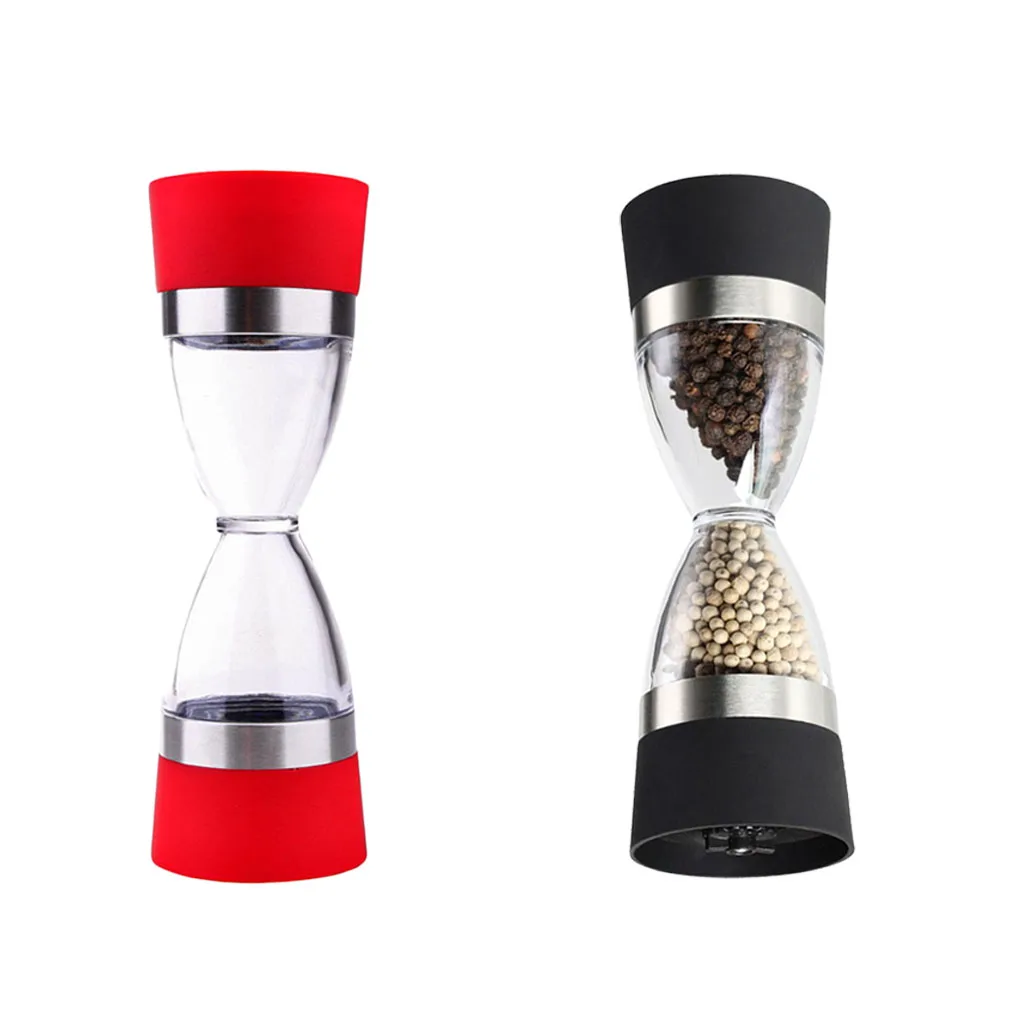 2 In 1 Manual Pepper Mill Hourglass Shape Salt Grinder Adjustable Coarseness Spice Seasoning Grinding Tool