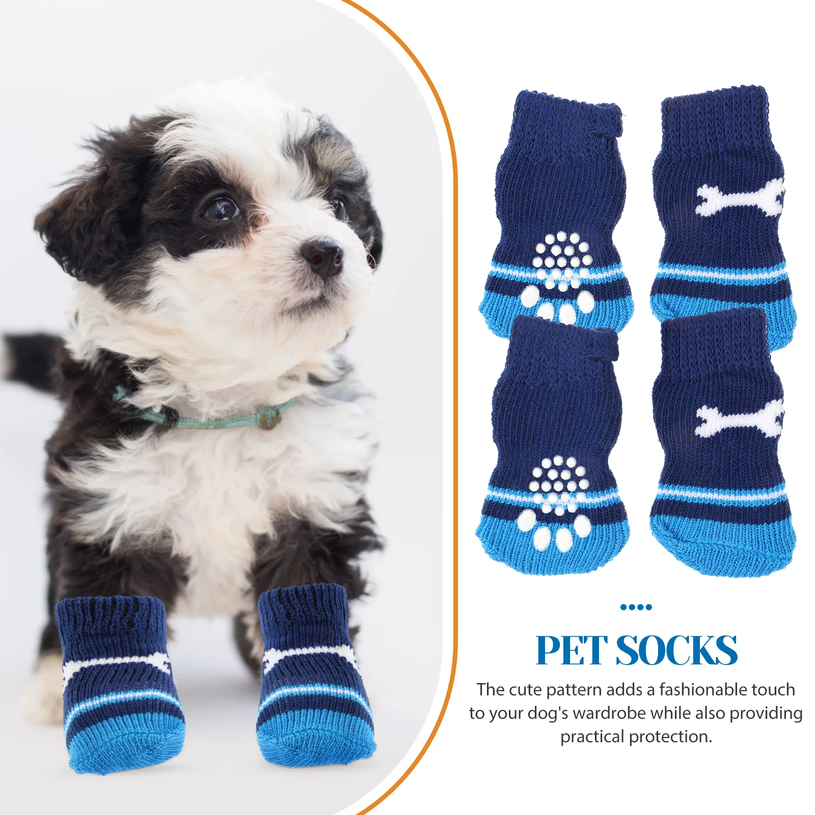 

2 Pairs Pet for Small Dogs Cotton Winter Paw Protectors Nonslip Sole Supplies Dog Socks Portable Washable Breathing for Poodle