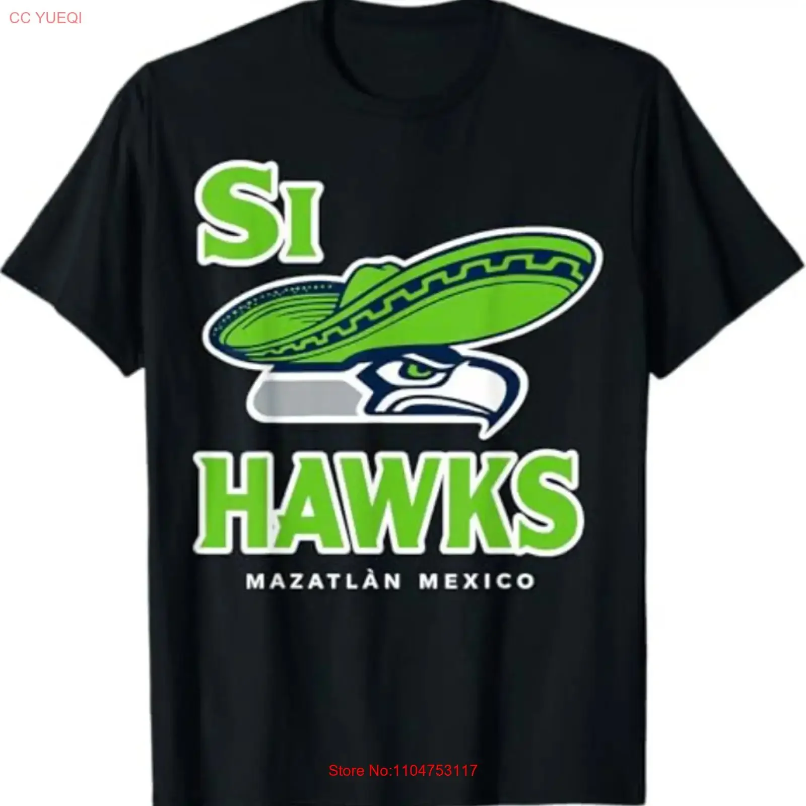 Si Hawks Seattle Funny Parody Mexico Vacation T Shirt vintage Washed fashion Soft Top For Everyday Wear graphic Slightly