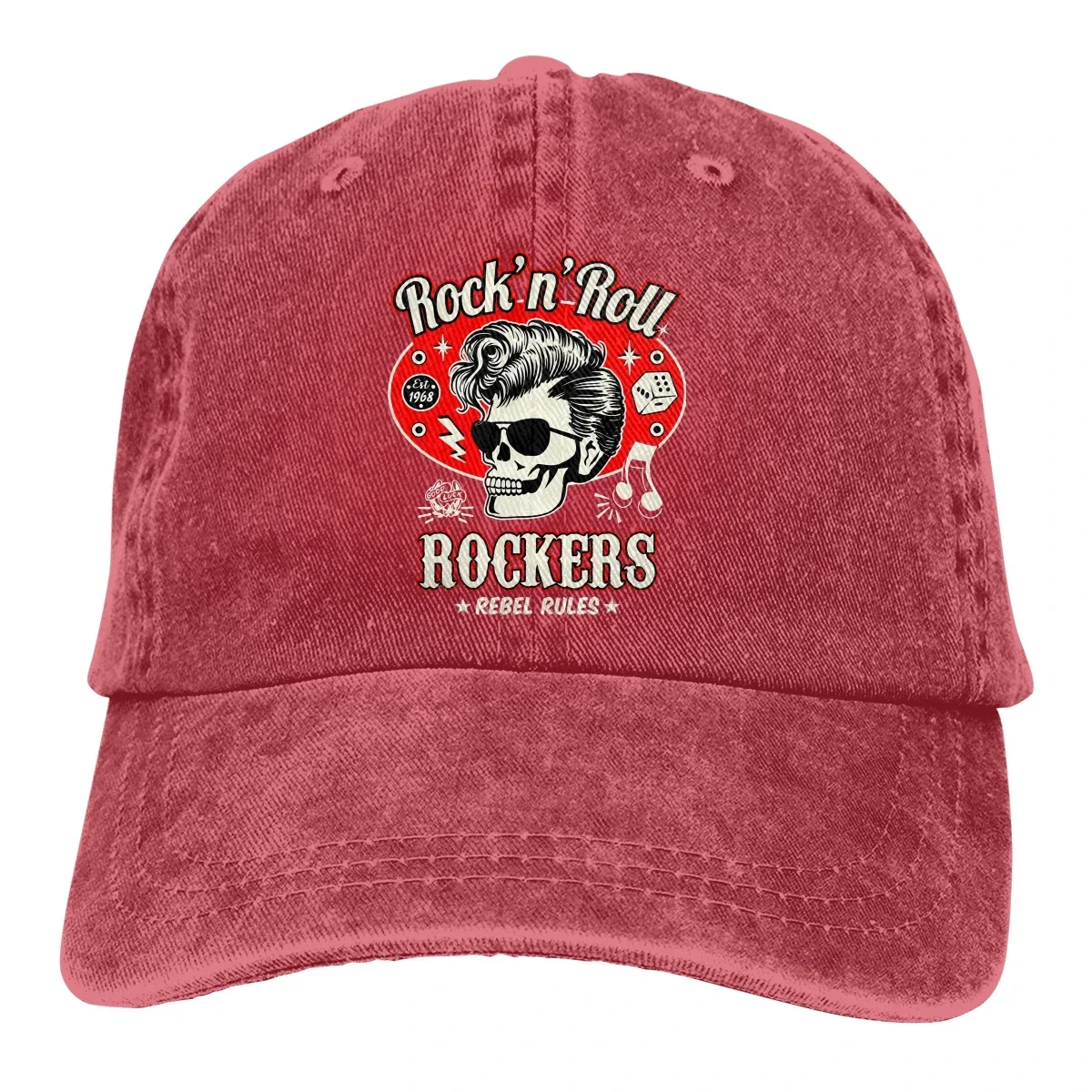 Berretto da baseball da uomo lavato Skull Dice Rockers Trucker Snapback Caps Cappello da papà Rockabilly Rock and Roll Cappelli da golf
