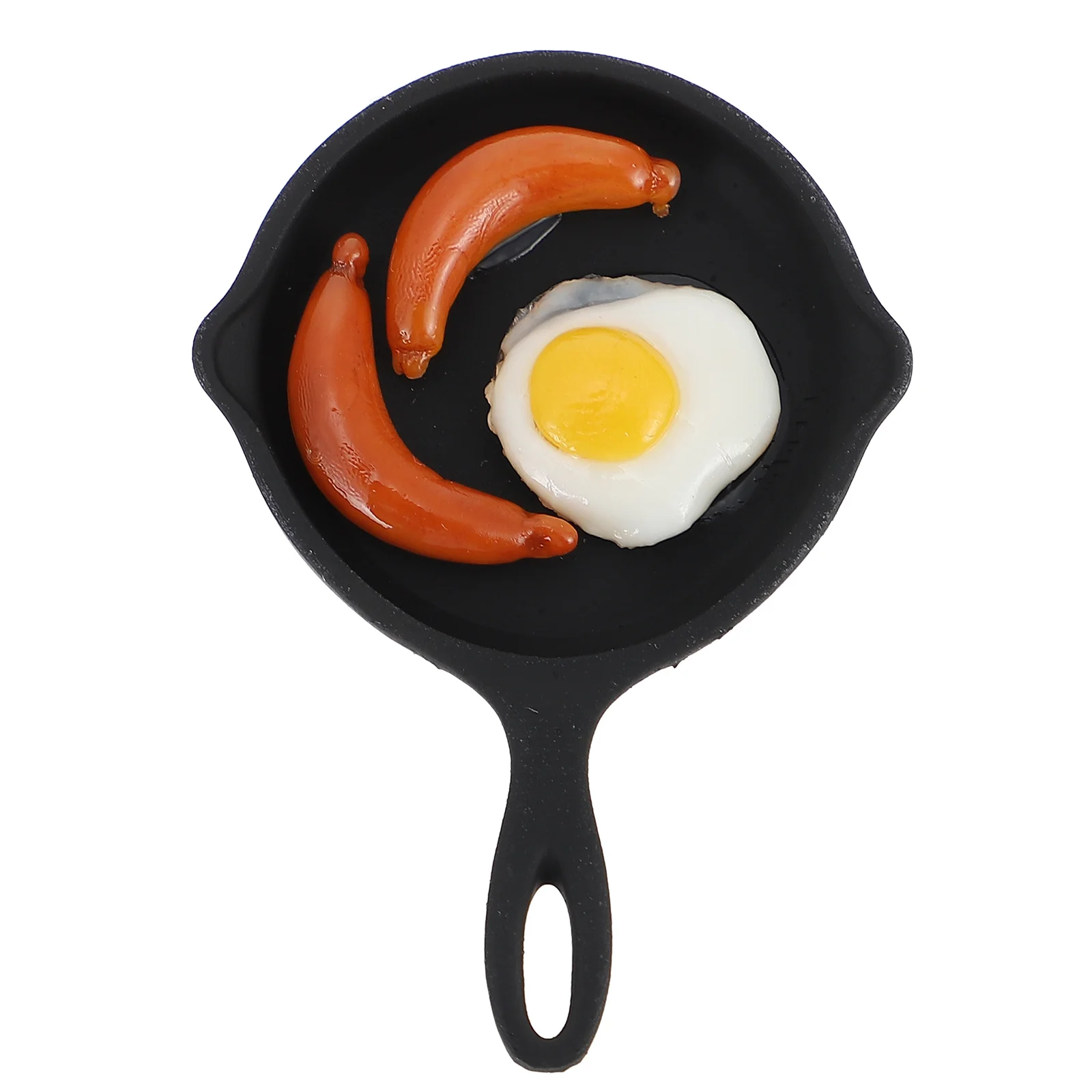 Mini Koekenpan Gesimuleerde Ei Bacon Keuken Scène Imitatie Kookgerei Woondecoratie Kleine Ijzeren Pan Miniatuur Koken