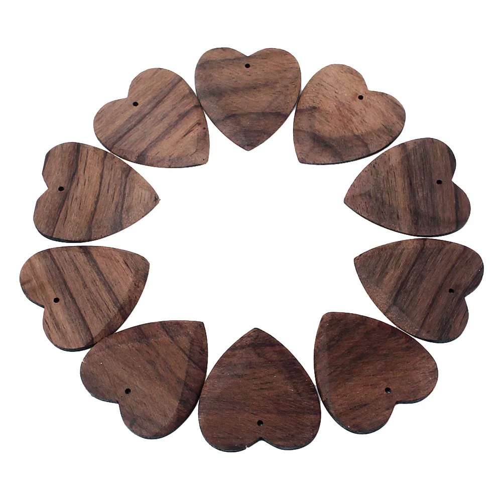 

10Pcs Heart Shape Guitar Pick Rosewood Material Bass Ukulele Guitar Plectrum Durable Comfortable Brown
