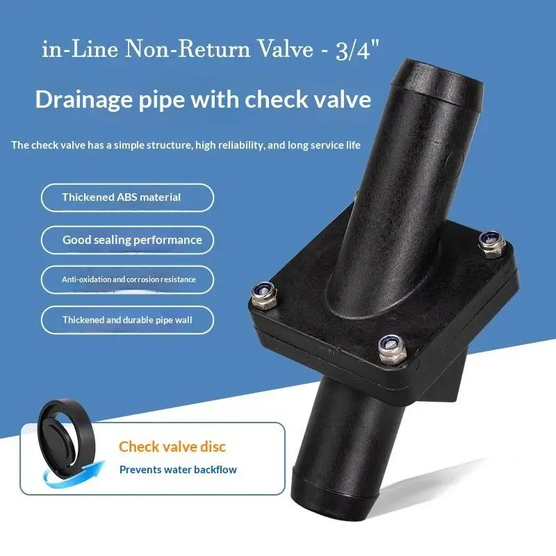 【CMO】Marine Check Valve 1 Inch For Boat Yacht ABS Non Return Valve 25mm Large Drain Outlet Anti Backflow Drainage System