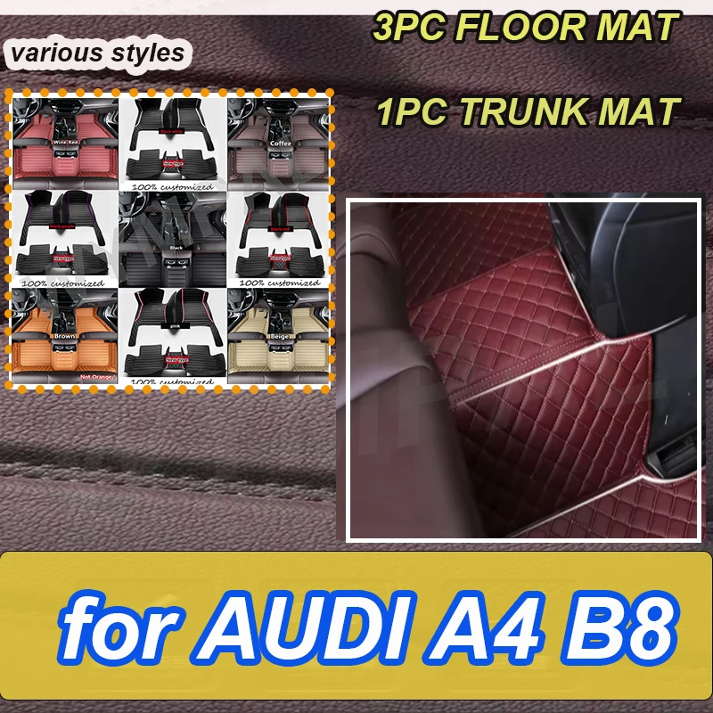 

LUXURY Car floor mats for AUDI A4 B8 Allroad/Avant/Sedan 2010 2011 2012 2013 2014 2015 2016 Custom foot Pads