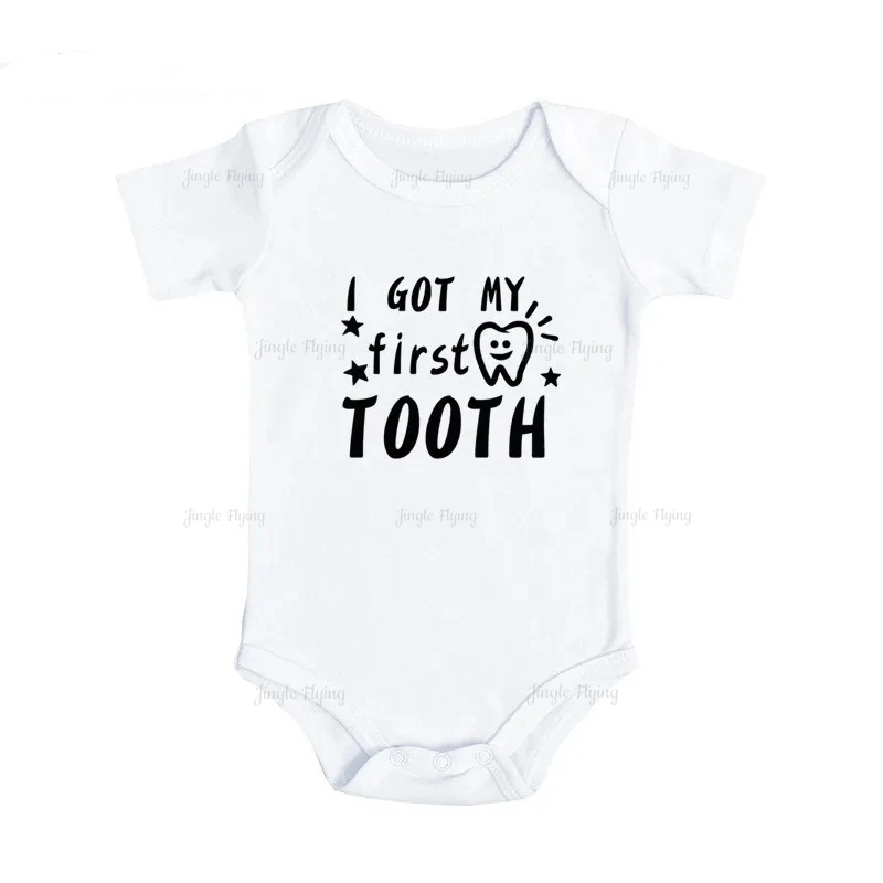 Infant Bodysuits I Got My First Tooth Cute Baby Romper Summer Jumpsuit Outfits Onesie Funny Boys Girls Gift Clothes Baby Onesie