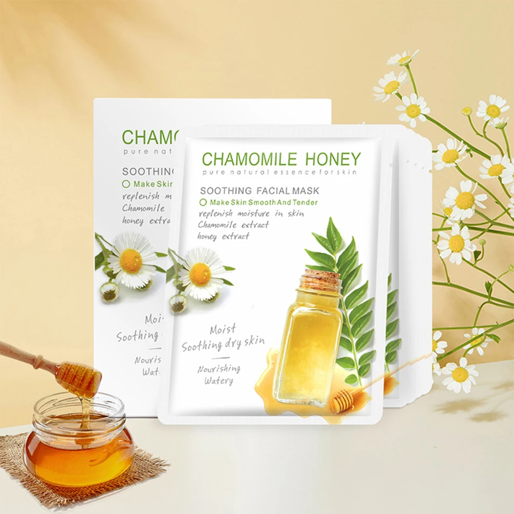 5pcs/Box Chamomiles Honey Mask Deep Cleansing Pores Nourishing Face Mask Anti-Aging Hydrating Face Mask For Skin Care