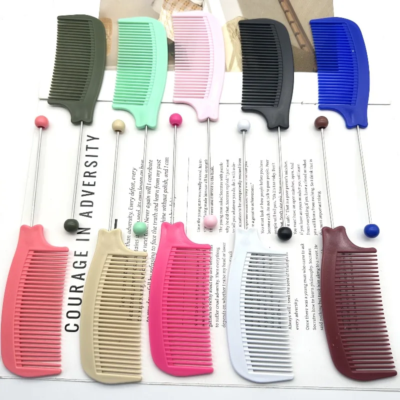 5PCS Multicolor Beaded Comb Creative DIY Beaded Hair Comb Professional Makeup Styling Comb Hair Stying Tools for Real Hair Wigs