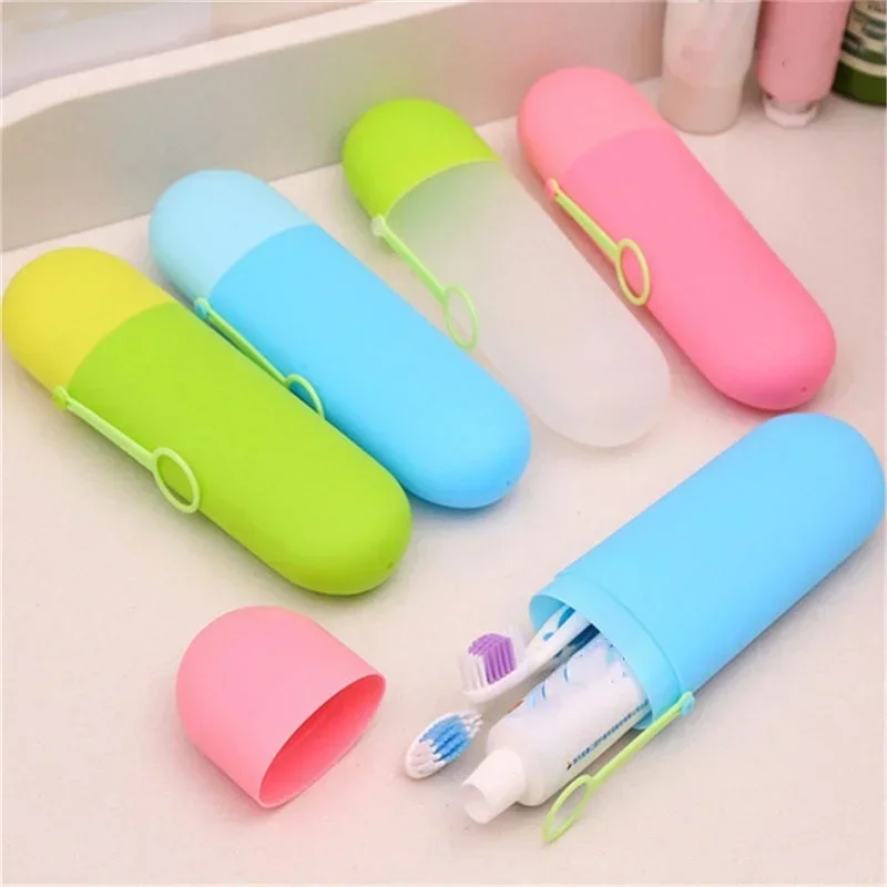 1/3/5pcs Portable Travel Toothpaste Toothbrush Holder Hat Box Household Storager Bathroom Accessories(Random Color)